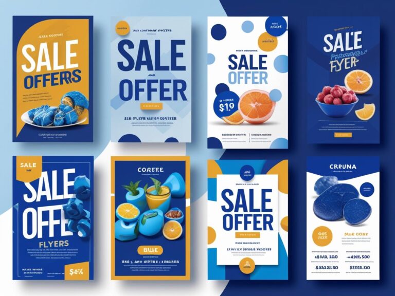 sale offer posters and flyers in different themes and blue color1